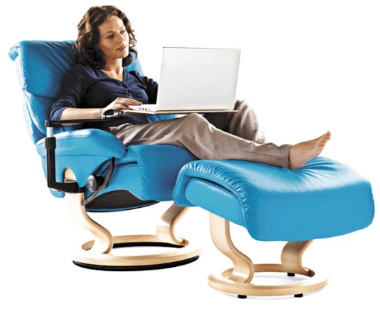 Sunrise Stressless Chair & Ottoman by Ekornes