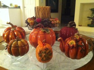 Collection of ceramic pumpkins for Thanksgiving