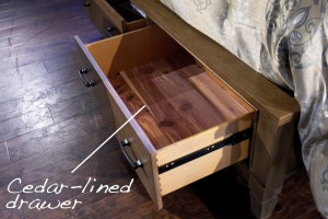 cedar lined drawer detail