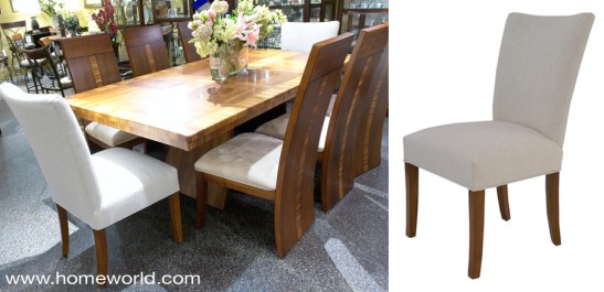 Julia chair shown at the head of table with the very contemporary Milan dining set.