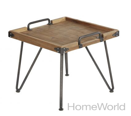 The Brickman end table was designed by Angelo Surmelis our of reclaimed wood. The rebar hardware makes this table durable and fun. Price: $239. Dimensions: L20 x W20 x H17.5