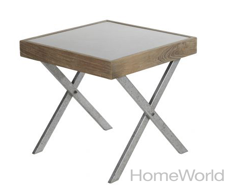 The Mokka zinc lamp table is made from reclaimed elm wood and has an ages zinc top. Price: $289. Dimensions: L24 x W24 x H23.