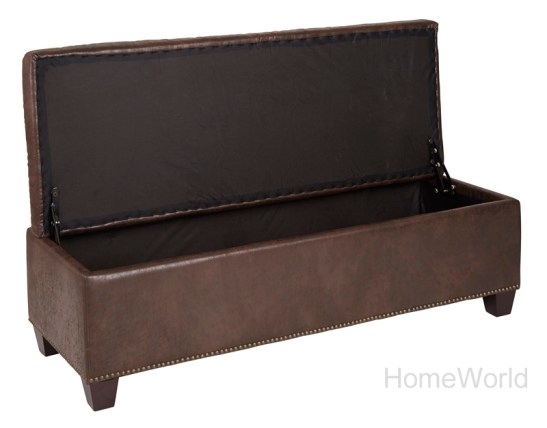 Use this ottoman to put your feet up when sitting. Also use as storage, additional seating, or as a fun coffee table. Brown Storage Ottoman by angelo:HOME.