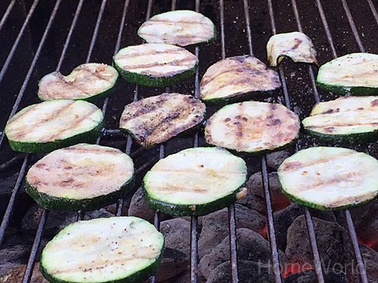 Now that the grill is clean, let's cook zucchini!