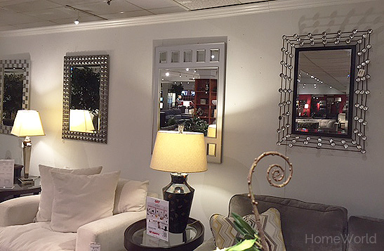 Wall of glam mirrors at HomeWorld