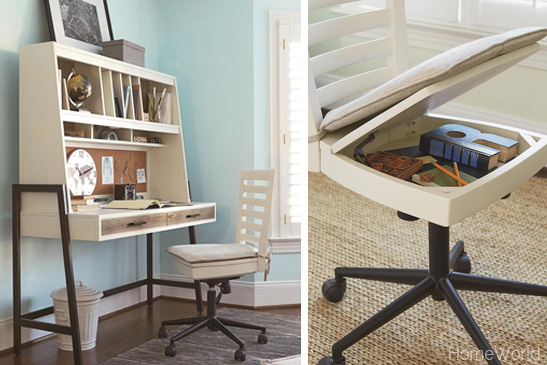 Even the desk chair is designed with clever storage.