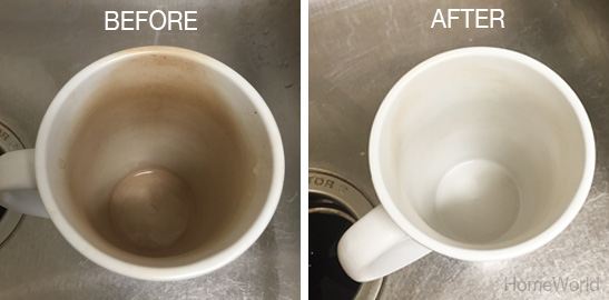 Before and after of coffee mug